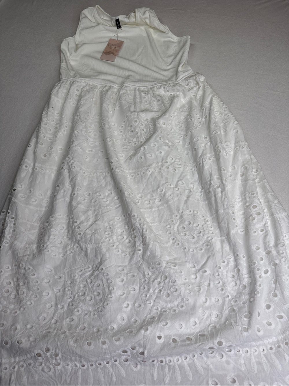 White Eyelet Midi Dress